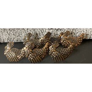 Pier 1 Thanksgiving Turkey Copper Color Metal Napkin Rings‎ Set Of 6 Holiday